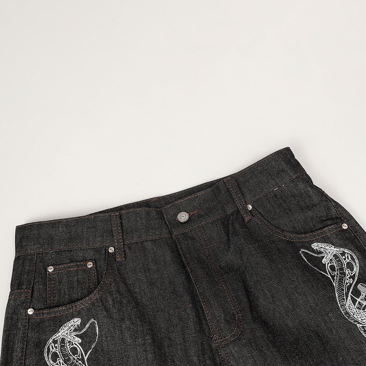 Washed denim loose baggy wide leg pants