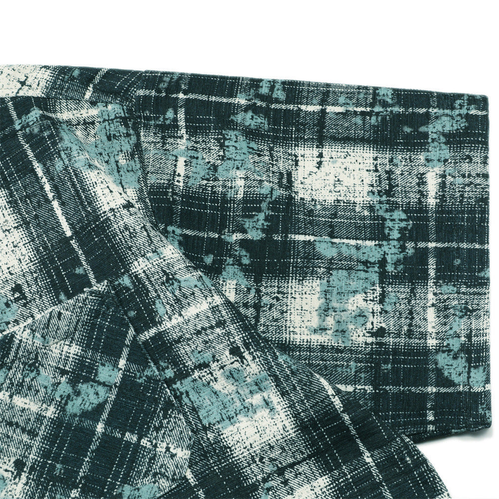 Tie dye distressed plaid short sleeved shirt