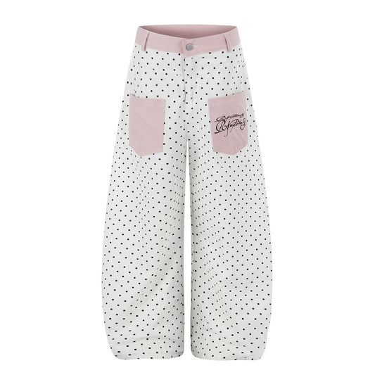 Round dot workwear curved knife pants