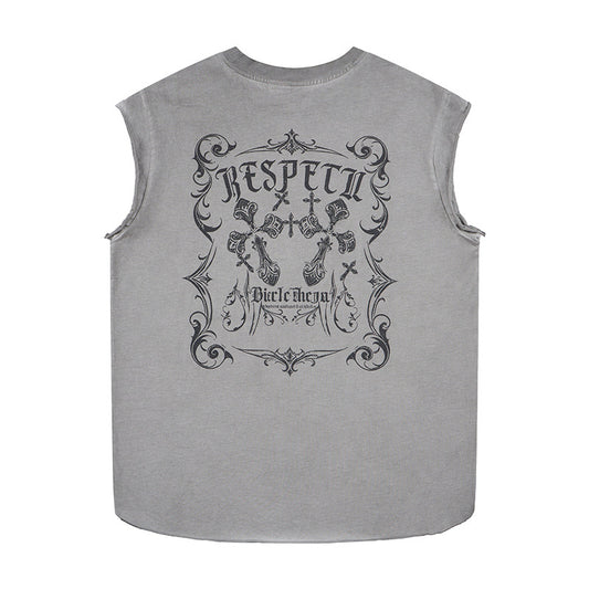 Flower cross wide shoulder vest