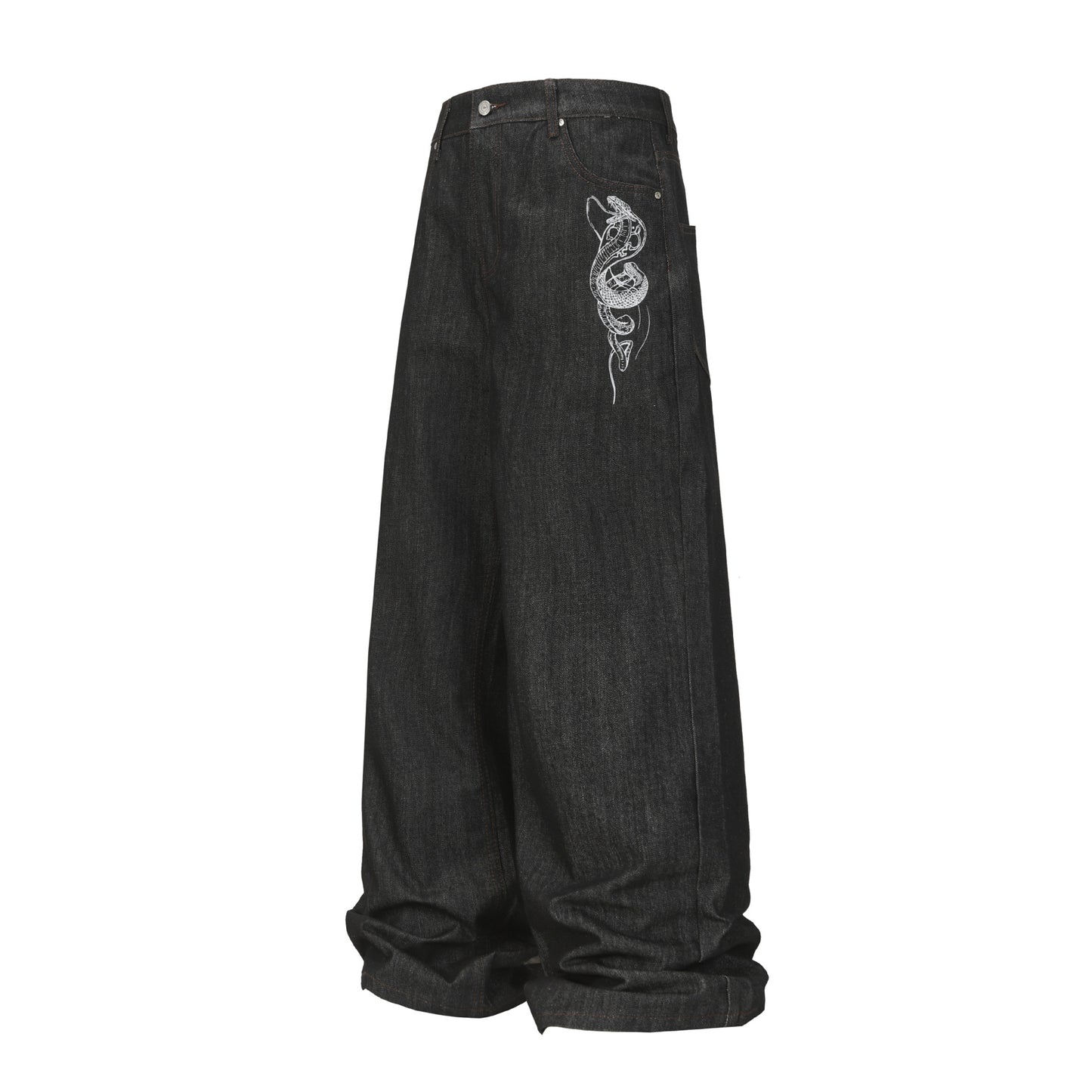 Washed denim loose baggy wide leg pants