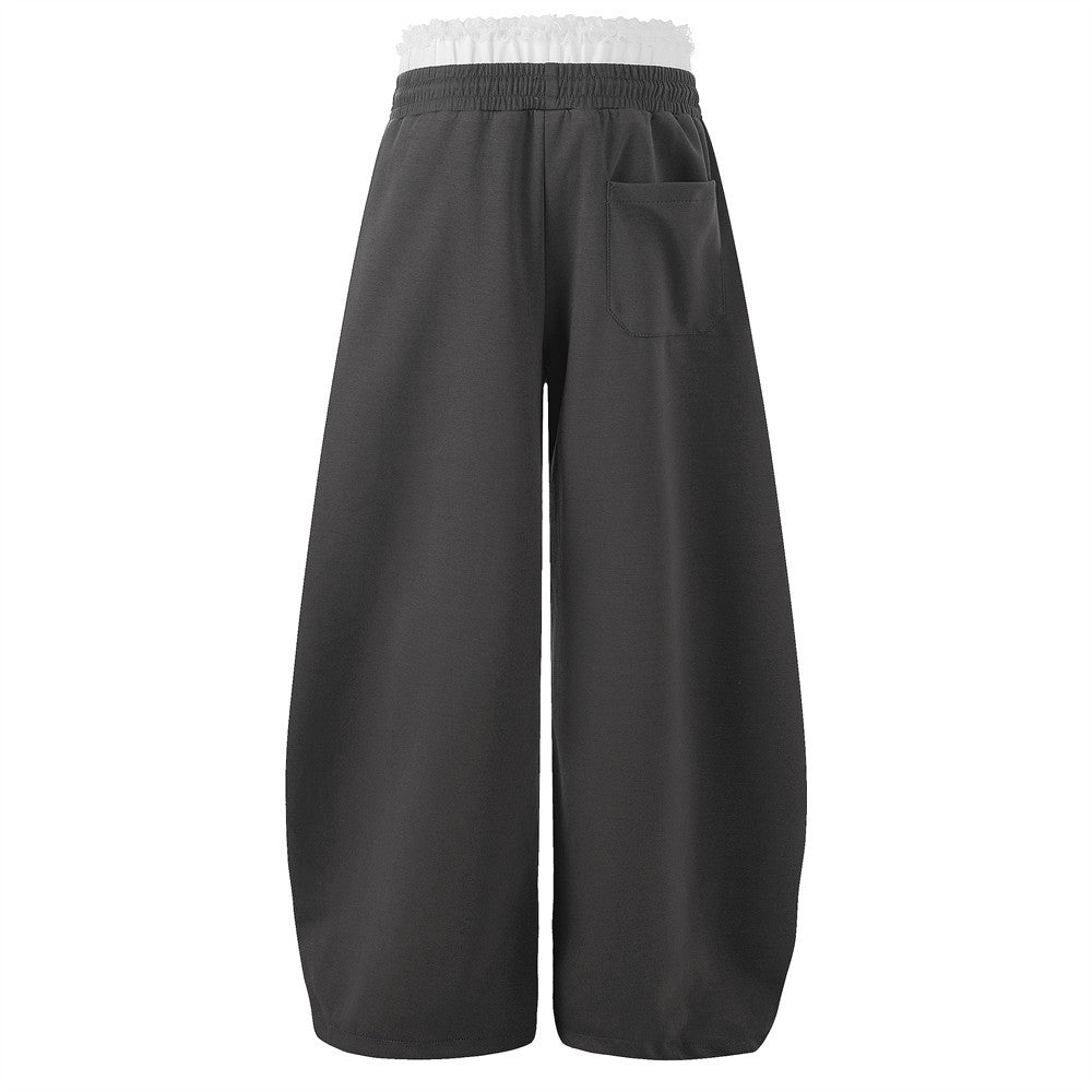 Baggy two pairs of pants loose wide leg curved knife pants