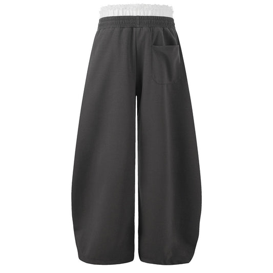 Baggy two pairs of pants loose wide leg curved knife pants